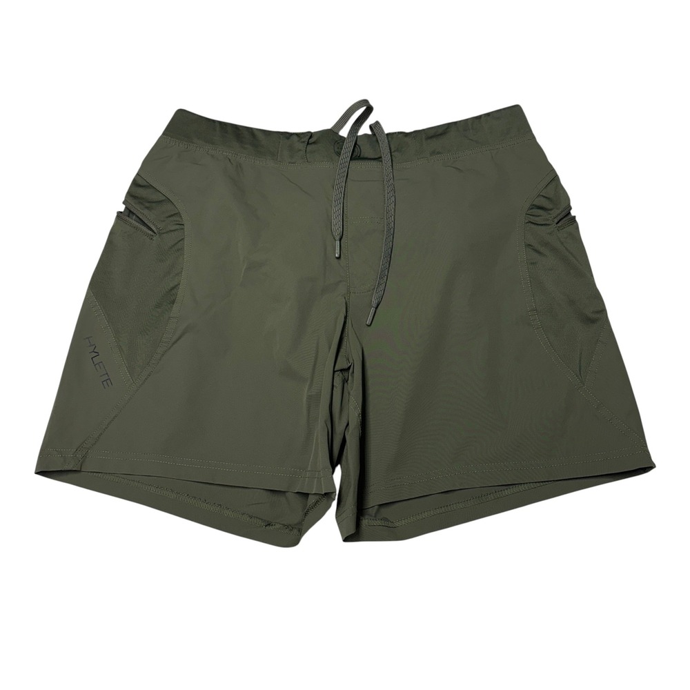 Hylete Quad-Cut Training Shorts Mens L W32 L6 Olive Green Athletic Gym Workout